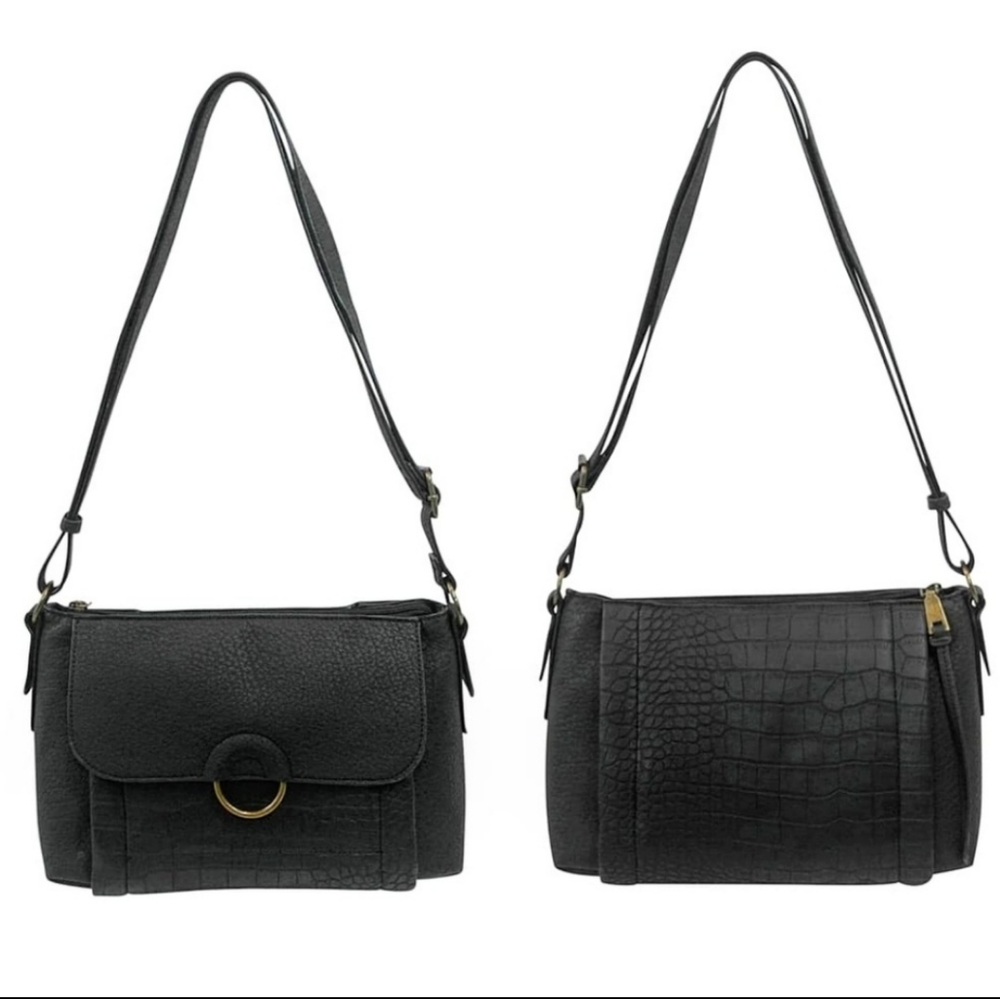 Bueno Embossed Black Croc Skin Bag - Picture 2 of 4